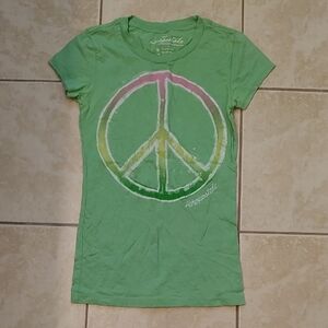 VTG Aeropostale Tee Green Peace Sign Shirt Size M